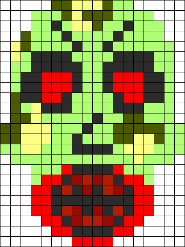 Bloody Zombie Head Perler Bead Pattern / Bead Sprite - Keyword Research (379x505), Png Download