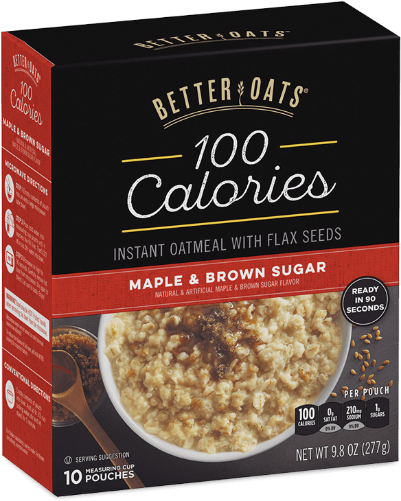 Better Oats 100 Calories Maple & Brown Sugar Instant - Better Oats, Raw Pure And Simple Organic, Bare, Instant (760x1019), Png Download
