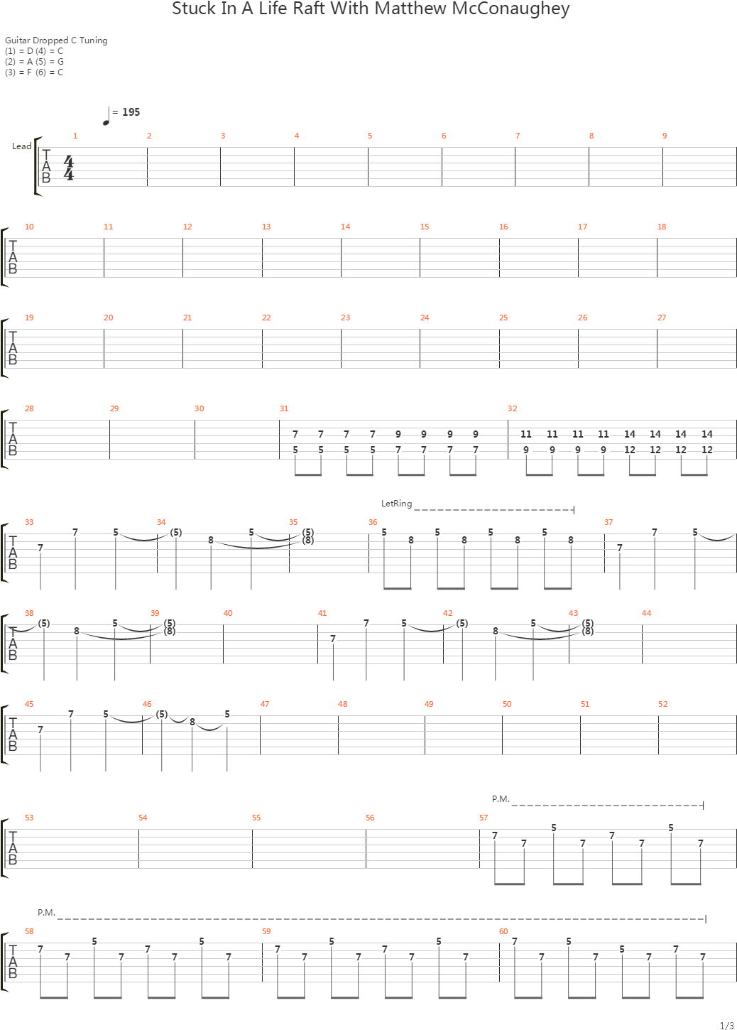Stuck In A Life Raft With Matthew Mcconaughey吉他谱 - Sheet Music (1110x1570), Png Download