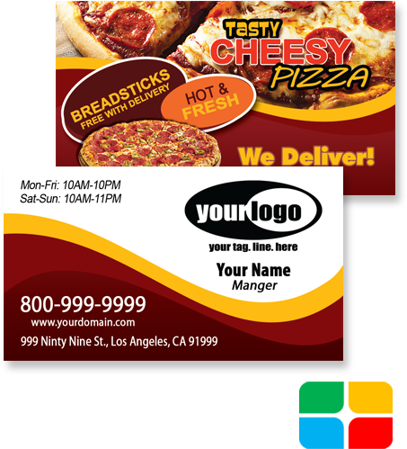 Choose A Pizza Business Card To Modify - Pizza Business Cards Templates (495x530), Png Download