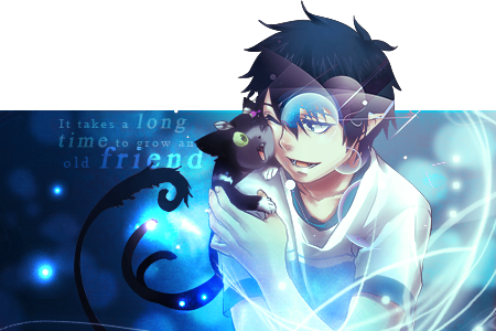 Blacky, Ao No Exorcist, And Rin Okumura Image - Okumura Rin And Friend (450x300), Png Download