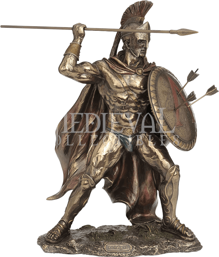 Veronese Leonidas Statue On Base With Spear (850x850), Png Download