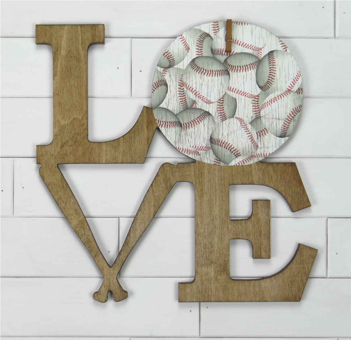 Wooden Stacked Love Sign W Baseball Bats - Decal (1144x1690), Png Download