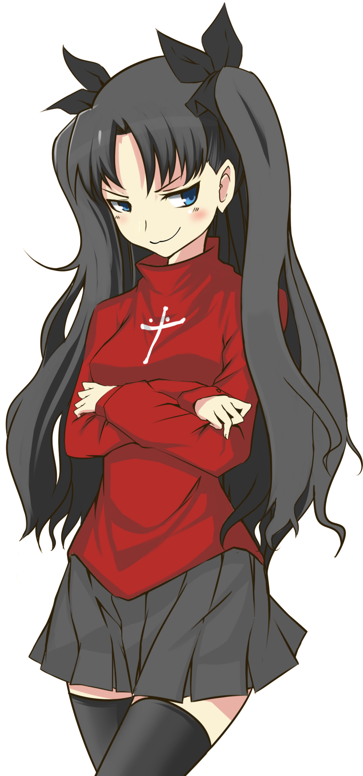 Rin Tohsaka Arms Crossed (747x1598), Png Download