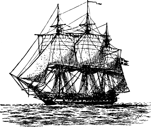 Old Ship Drawing Drawing Reconstructing Hms - Old Ship Clip Art (600x503), Png Download