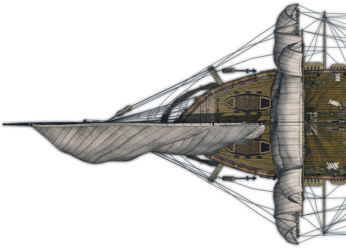 24 Mar 2009 - Sailing Ship Top Down (1120x840), Png Download
