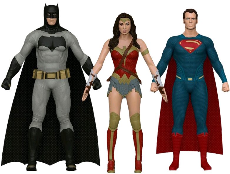 Batman, Superman And Wonder Woman Bendables Set - Batman Vs Superman Bendable (800x614), Png Download