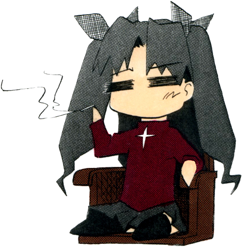 347kib, 492x500, 1406833173475 - Tohsaka Rin Smoking Car (492x500), Png Download