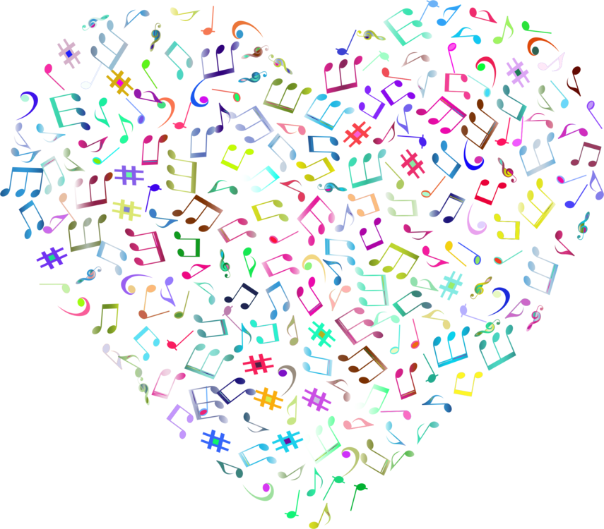 Musical Note Musical Theatre Art - Music Heart No Background (855x750), Png Download