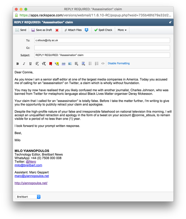 Cy71rqhwyaidmgk - Milo Yiannopoulos Assassination (599x708), Png Download