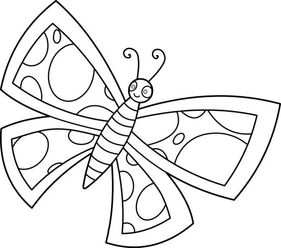 Cute Butterfly Line Drawing - Butterfly Clip Art To Color (550x485), Png Download