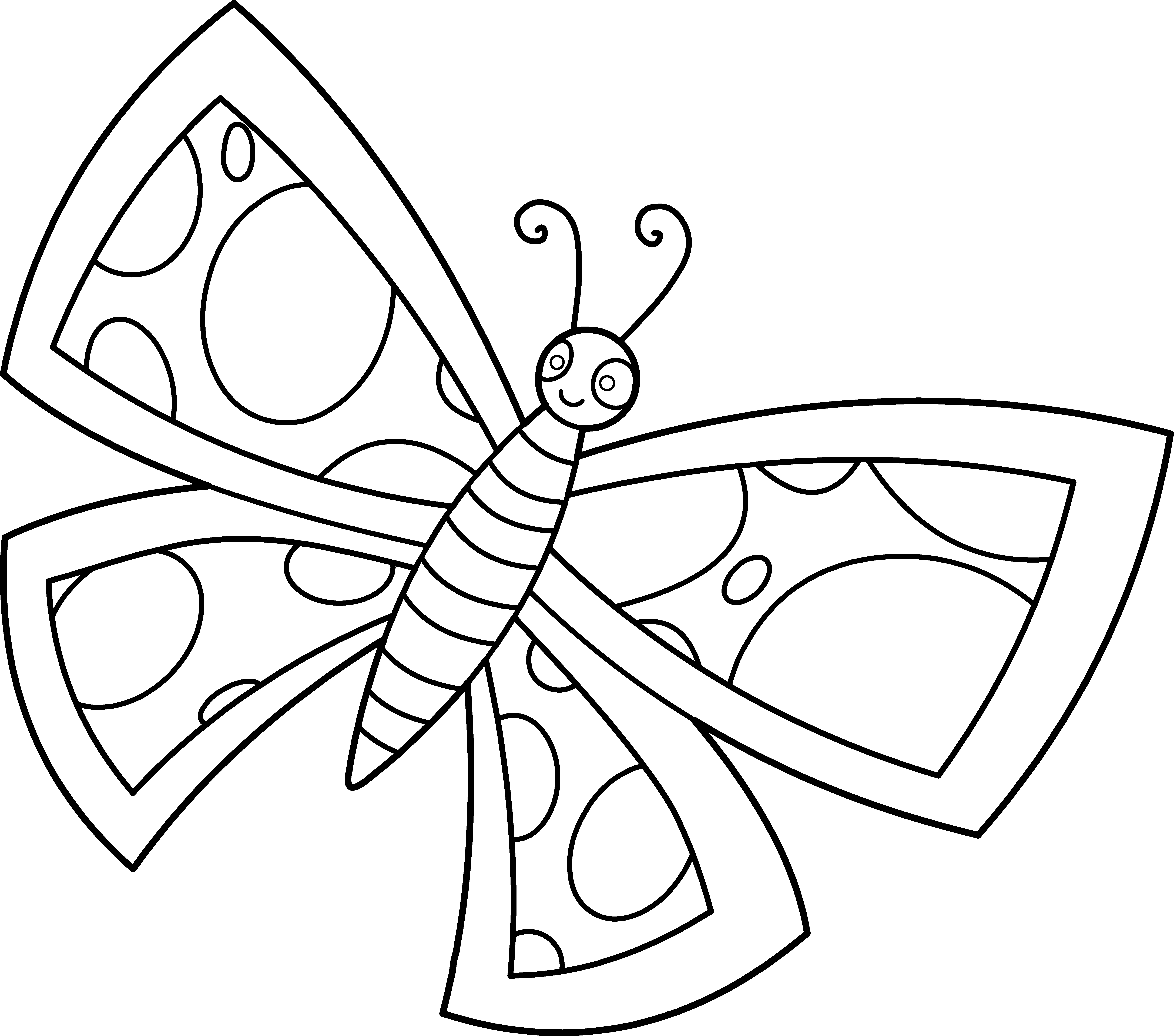 Colorable Spotted Butterfly Design - Funny Butterfly Black White Png (6694x5904), Png Download