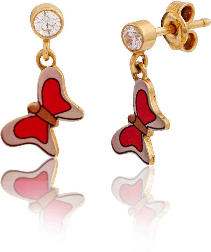 Cute Butterfly Enamel Earrings - Earrings (1000x1000), Png Download