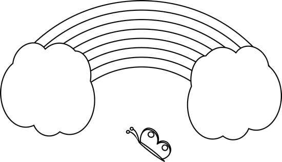 Rainbow Butterfly Clipart Cute - Cute Clip Arts Black And White (550x315), Png Download