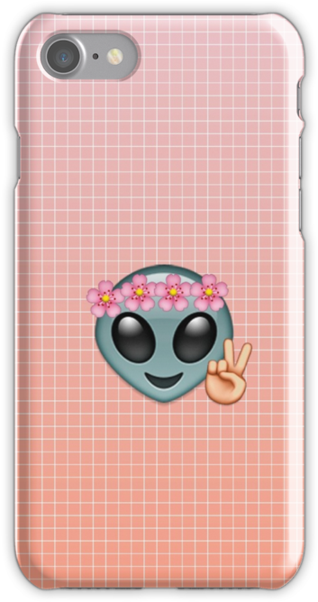 Alien Emoji With Flower Crown Download " - Iphone (500x667), Png Download