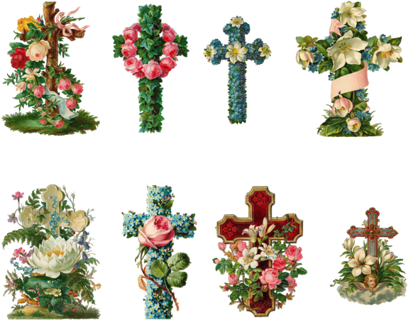 Vintage Flower Clipart Vintage Cross - Religious Necklace Cross Jewelry (600x450), Png Download