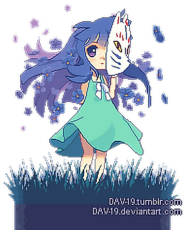 Anime Cute Girl Kawaii Fox Mask Aesthetic Higurashi - Higurashi No Naku Koro Ni Pixel Art (382x474), Png Download