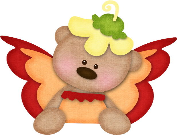 Osito Con Flores Dibujo (618x470), Png Download