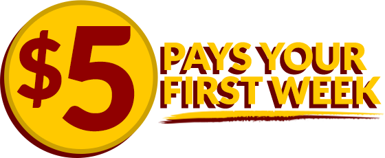 $5 Pays Your First Week - Circle (560x230), Png Download