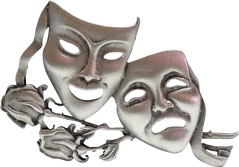 Comedy Tragedy Mask Jonette Pin Brooch - Great Horned Owl (1024x1024), Png Download