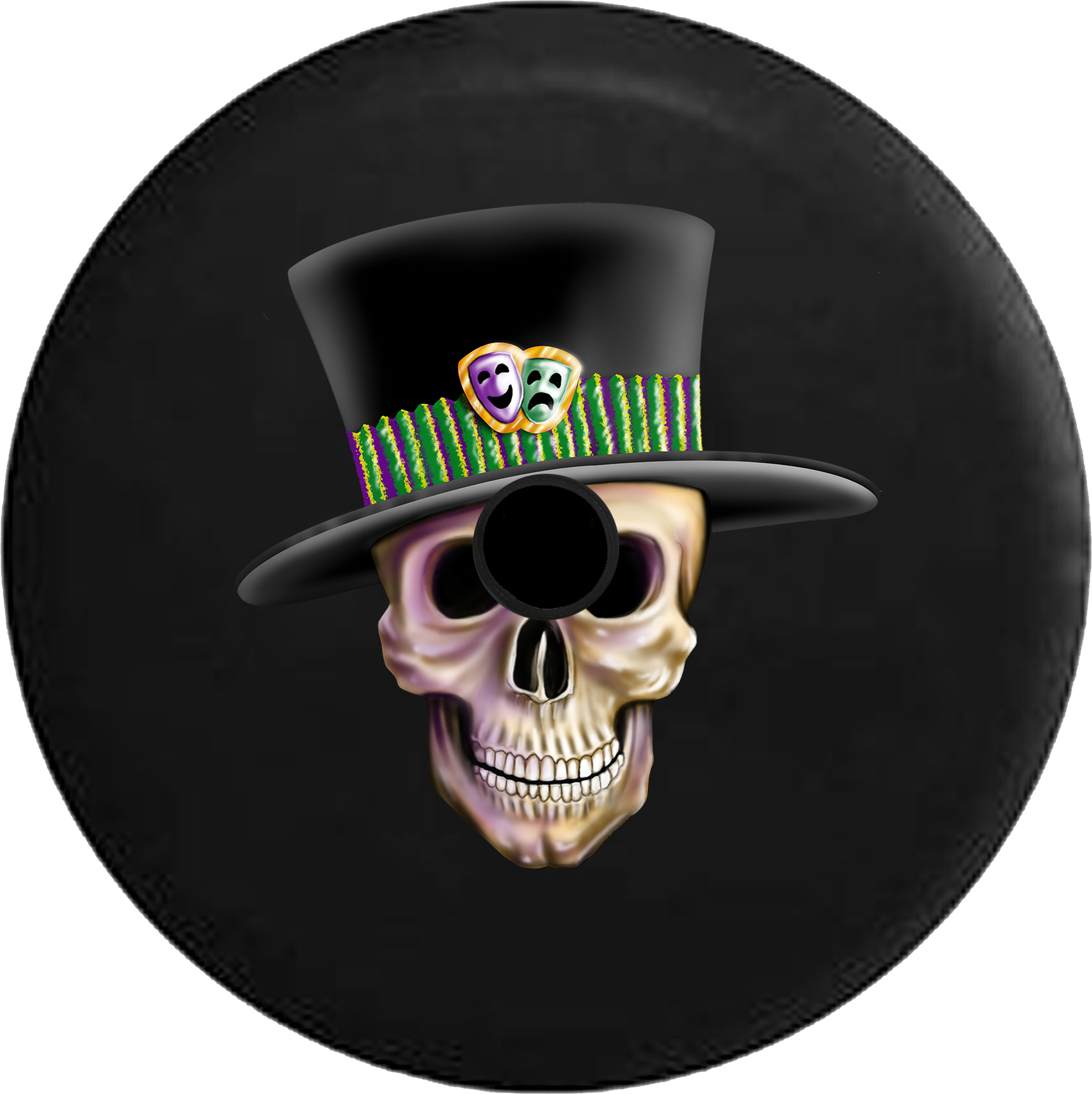 Jeep Wrangler Jl Backup Camera Day Smiling Skull With - Tirecoverpro Smiling Skull In Tophat With Happy / Sad (1721x1725), Png Download