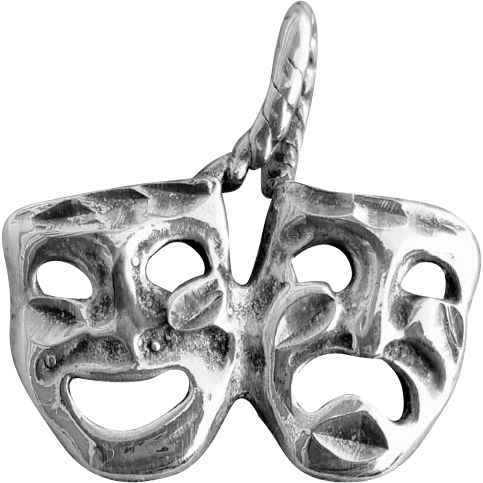 Sterling Silver Bracelet Charm Thespian Masks Theatre - Mask (483x483), Png Download
