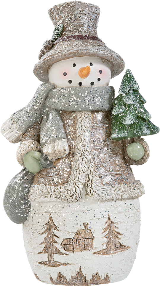 Snowman With Top Hat And Tree - Snowman (1000x1000), Png Download