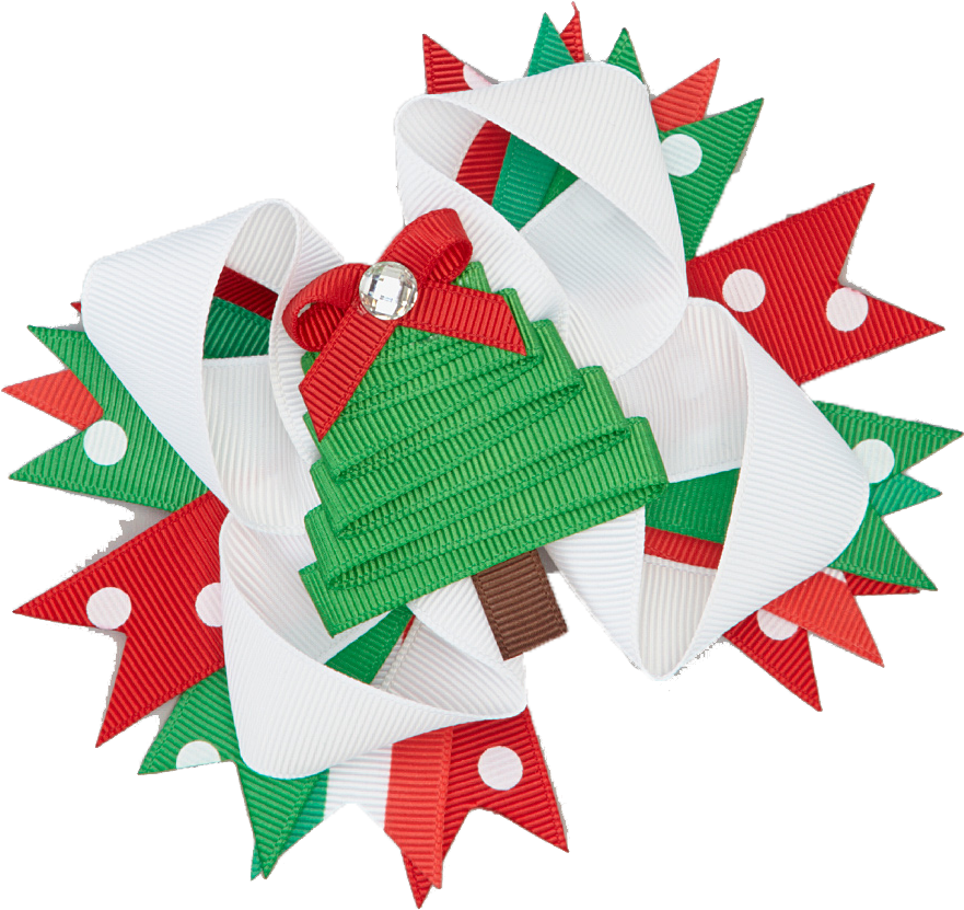 Red & Green Christmas Tree Boutique Bow - Craft (1000x876), Png Download