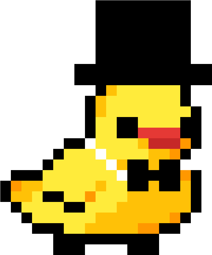 Rubber Ducky - Top Hat - Pixel Art Happy Face (1184x1184), Png Download