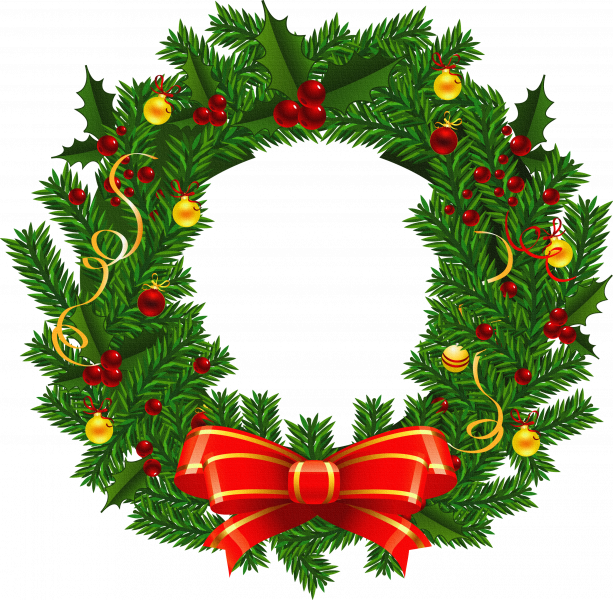 Downtown Holiday Market - Christmas Wreath Clipart Png (613x600), Png Download