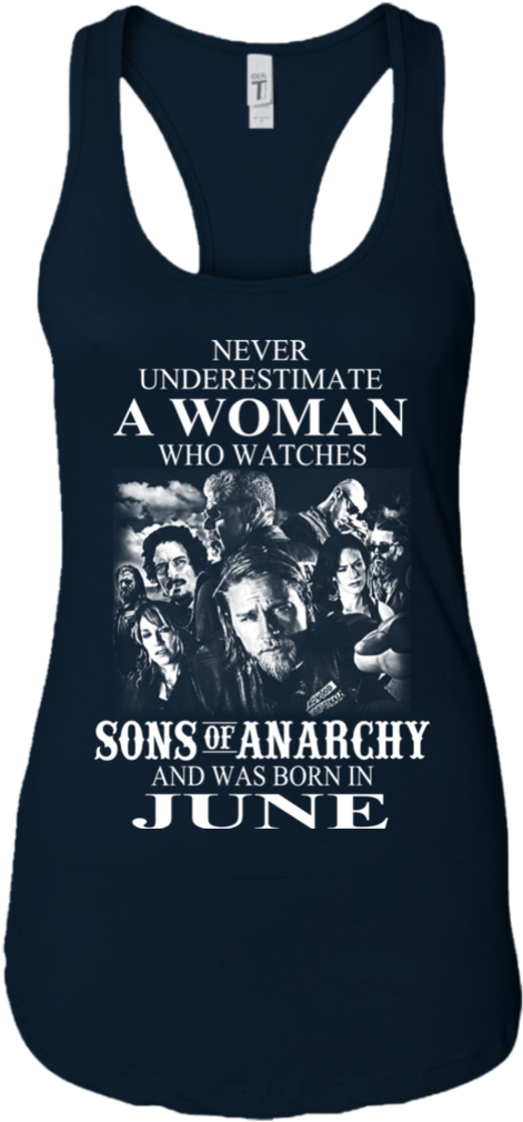 Never Underestimate A Woman Who Watches Sons Of Anarchy - Walking Dead Woman Shirt (1024x1024), Png Download