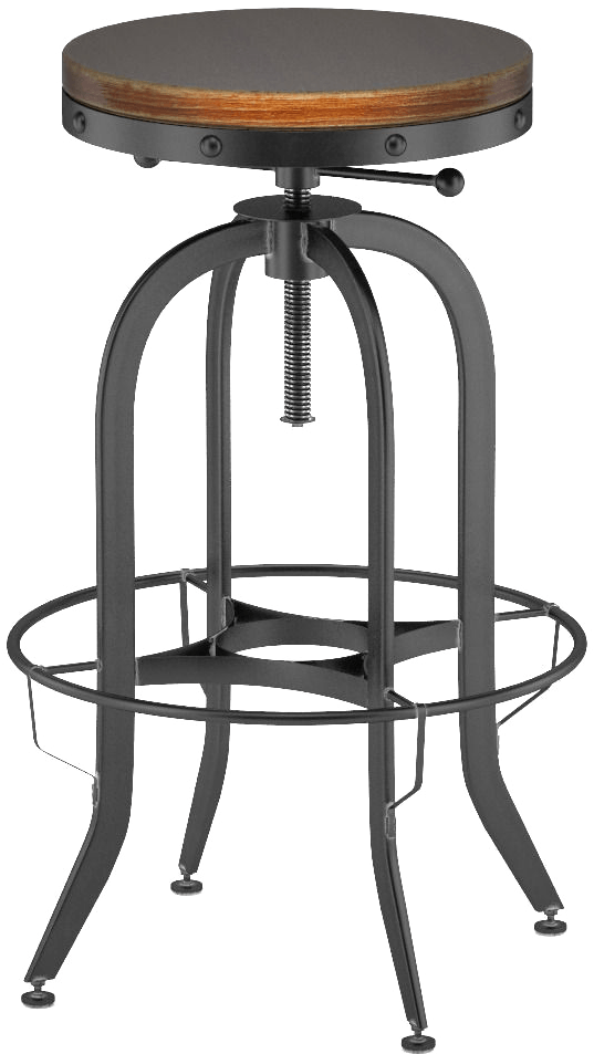 Industrial Bar Stool - Adjustable Industrial Stool Black (1000x1000), Png Download