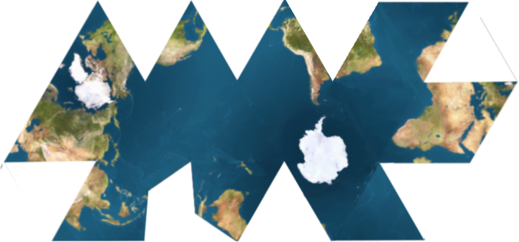 Dymaxion Map Ocean2 - Dymaxion Map Ocean (736x344), Png Download