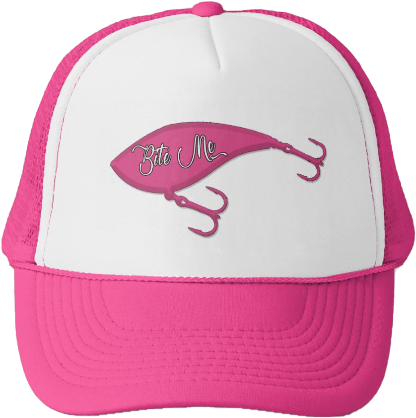 Fishing Lure Pink Bite Me Hat - Golden Sail - Watercolor Pencil Trucker Hat, Tan (912x923), Png Download