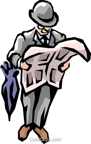 British Man Reading Paper Royalty Free Vector Clip - Humour (303x480), Png Download