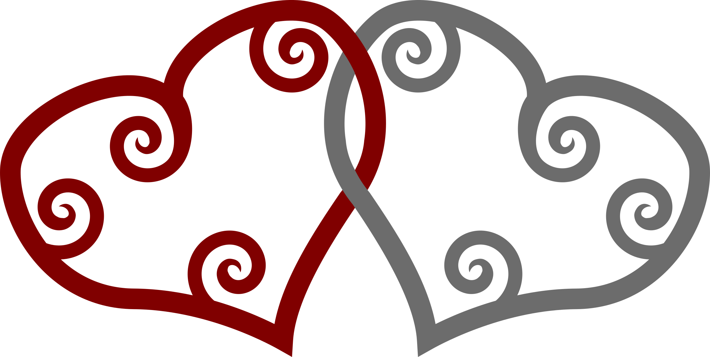 This Free Icons Png Design Of Red & Silver Maori Hearts (2400x1208), Png Download