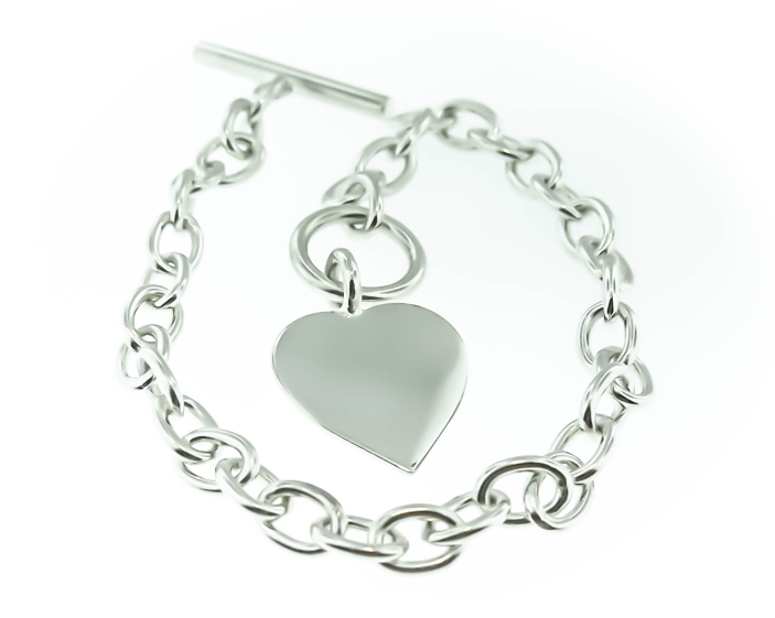 Silver Heart Bracelet - Chain (976x560), Png Download