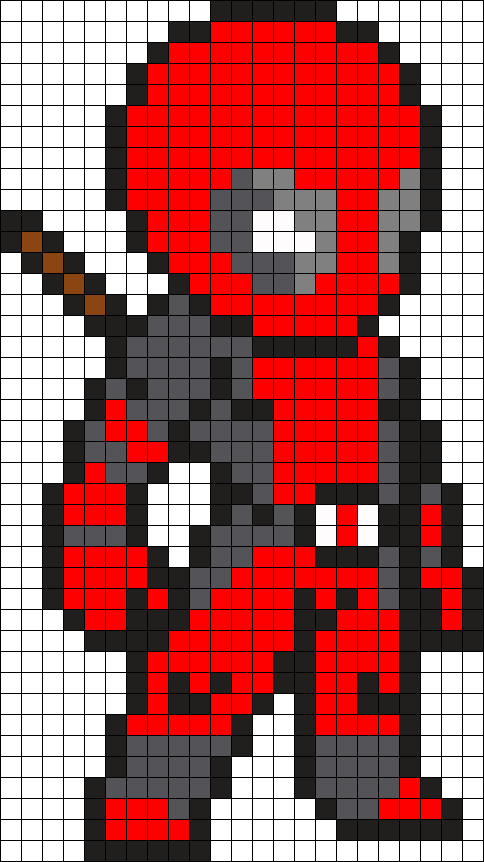 Deadpool Perler Bead Pattern / Bead Sprite - Pixel Art Deadpool (484x862), Png Download