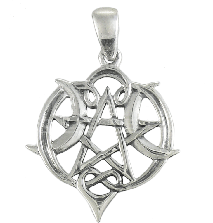 Small Silver Heart Pentacle Pendant - Pentacle (774x774), Png Download