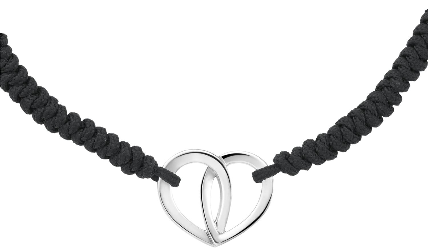 Black Cord And Sterling Silver Heart, Montblanc Emblem - Montblanc Women's Black Bracelet (1500x1500), Png Download