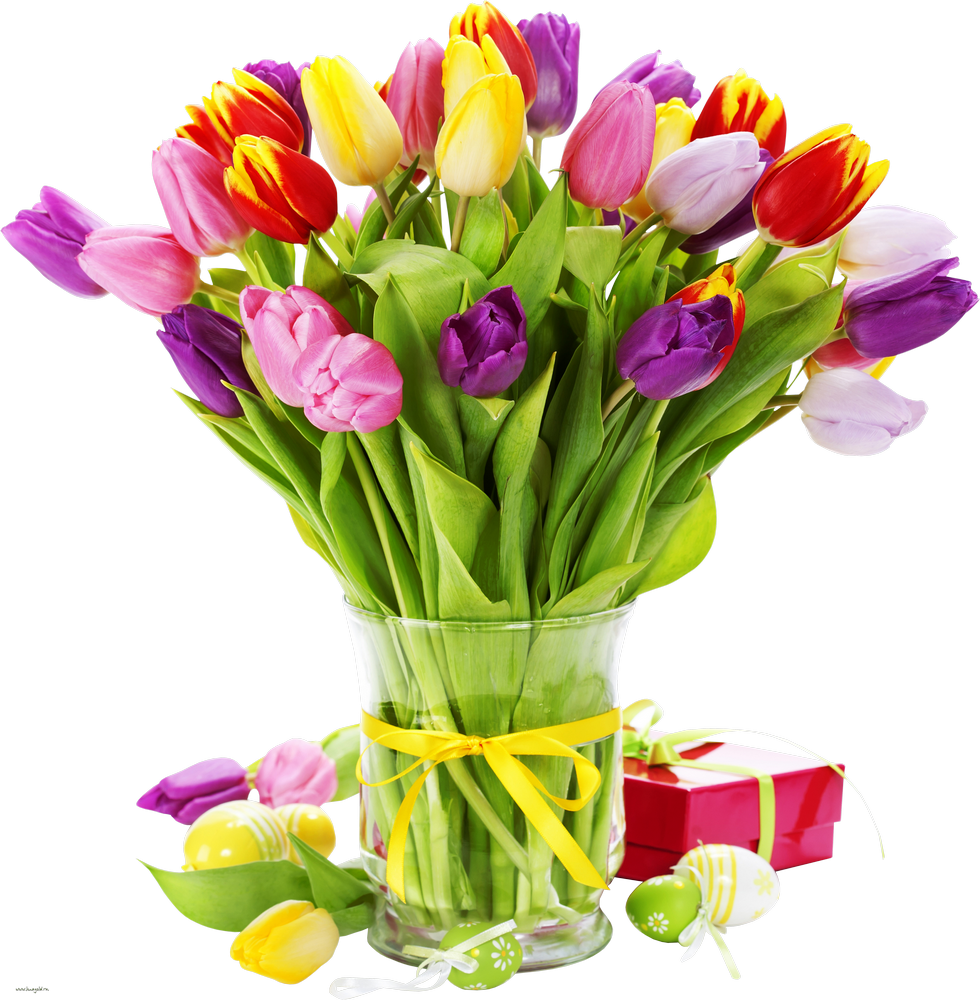 1490778651 Easter-6 - Spring Tulips - Throw Pillow Cover Case (18 (980x1000), Png Download