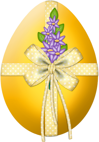 Easter Yellow Egg With Flower Decor Png Clipart Picture - Png Easter Decor (382x530), Png Download