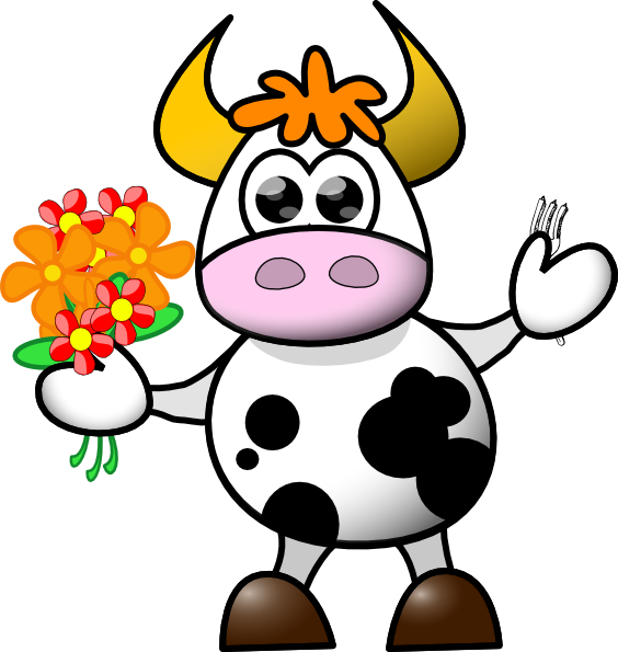How To Set Use Cow With Flowers And Fork Svg Vector (564x595), Png Download