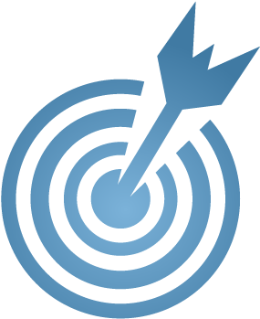 A Graphic Of A Target With An Arrow Striking The Bullseye - Arrow To Bullseye Blue (400x400), Png Download
