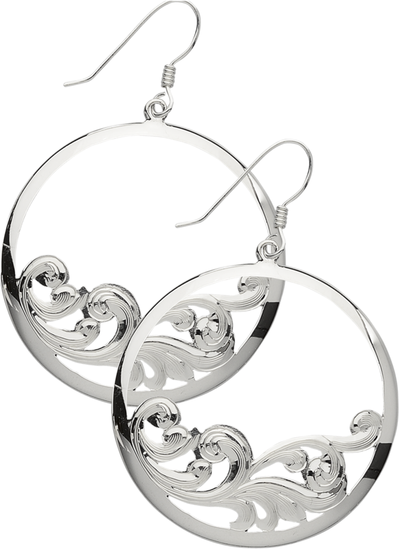 Large Sterling Filigree Hoop Earrings Diamond D's Western - Vogt Silversmiths Large Women's Hoop Western Earrings (812x1199), Png Download