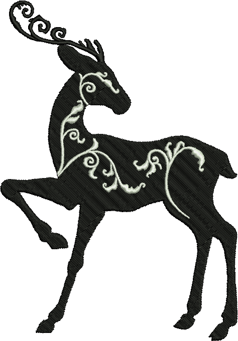 Label - Fancy Reindeer Silhouette (474x680), Png Download