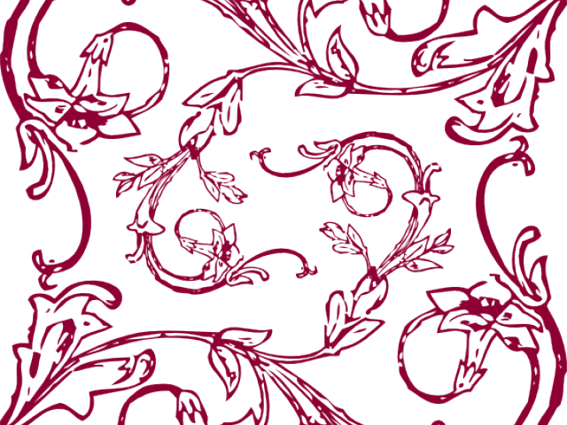 Line Art Clipart Filigree - Floral Tile Png (640x480), Png Download