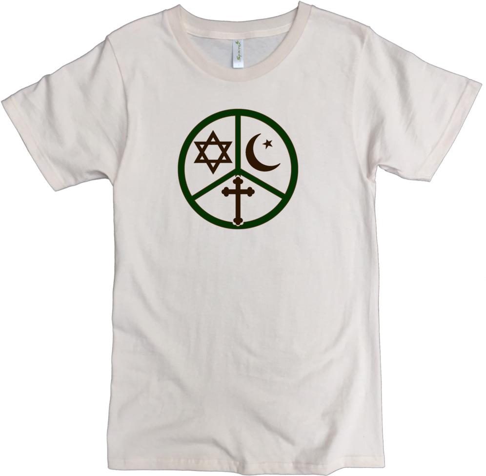Tri Peace Sign M Natural - T-shirt (1000x987), Png Download