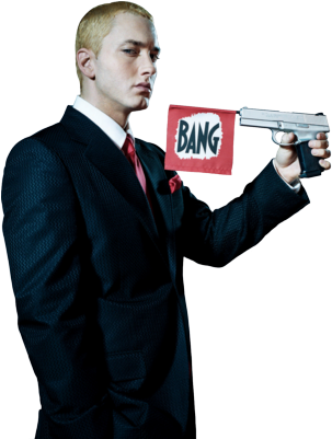 Eminem Gun Psd Detaileminem Png - Eminem With A Gun (309x400), Png Download