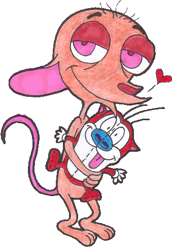Ren Holding Stimpy Image - Ren & Stimpy Love (403x539), Png Download